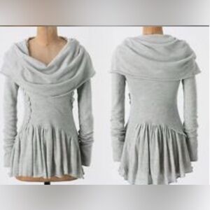 Anthropologie Sparrow Cowl Neck Sweater with Pleated Peplum